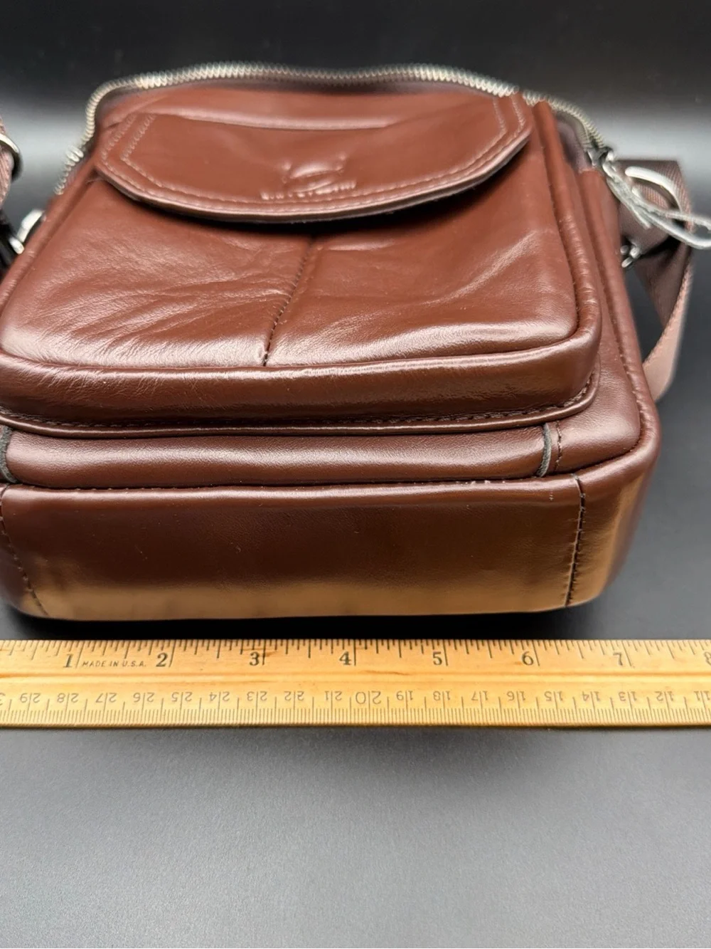 BULLCAPTAIN Men Genuine Leather Shoulder Bag Messenger Crossbody Satchel Brown